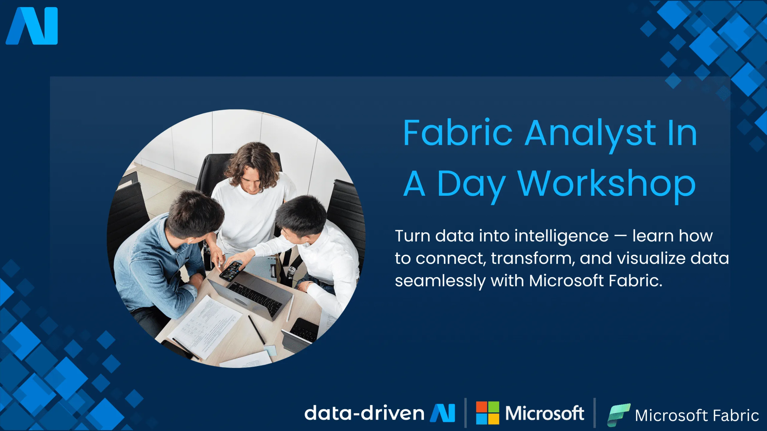 Data-Driven AI and Microsoft Fabric Analyst in a Day workshop artwork