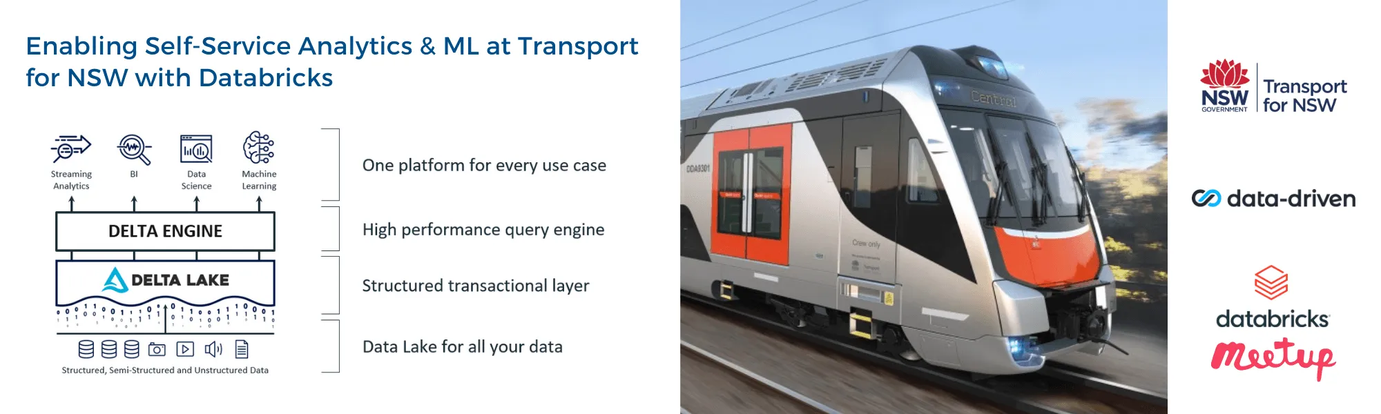 Transport for NSW and Databricks meetup banner from December 2020