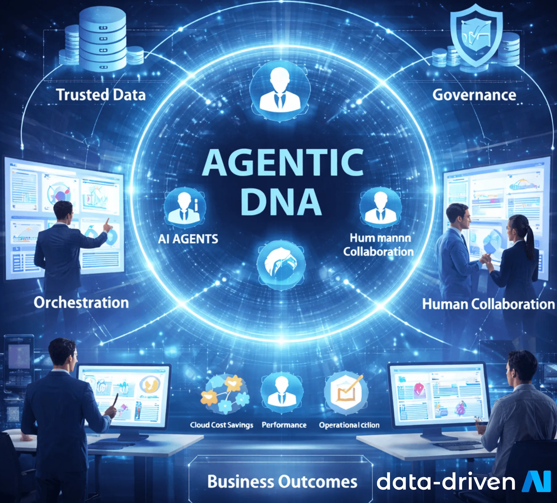 Data-Driven Agentic DNA framework for outcomes, context, actions, and governance
