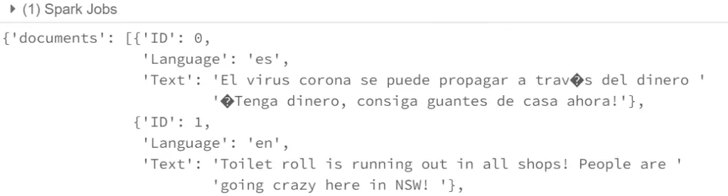 JSON request generated from the source records