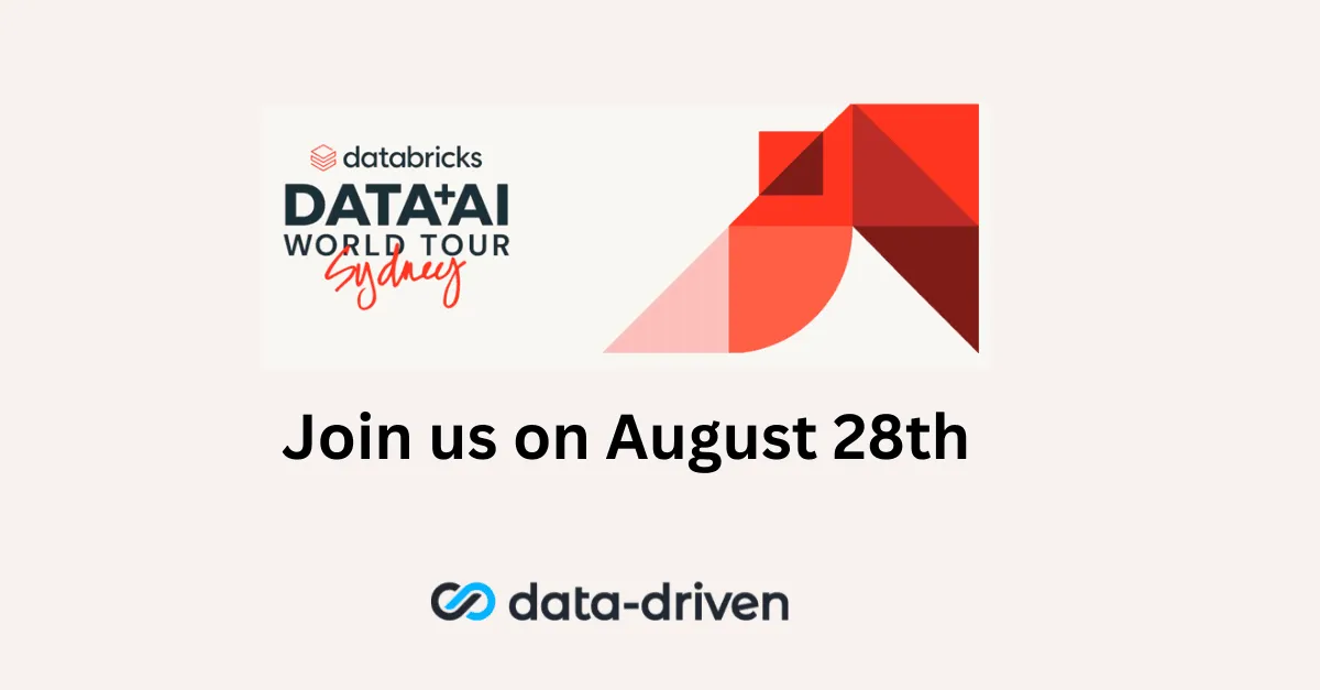 Data and AI World Tour Sydney artwork showing the August 28 date