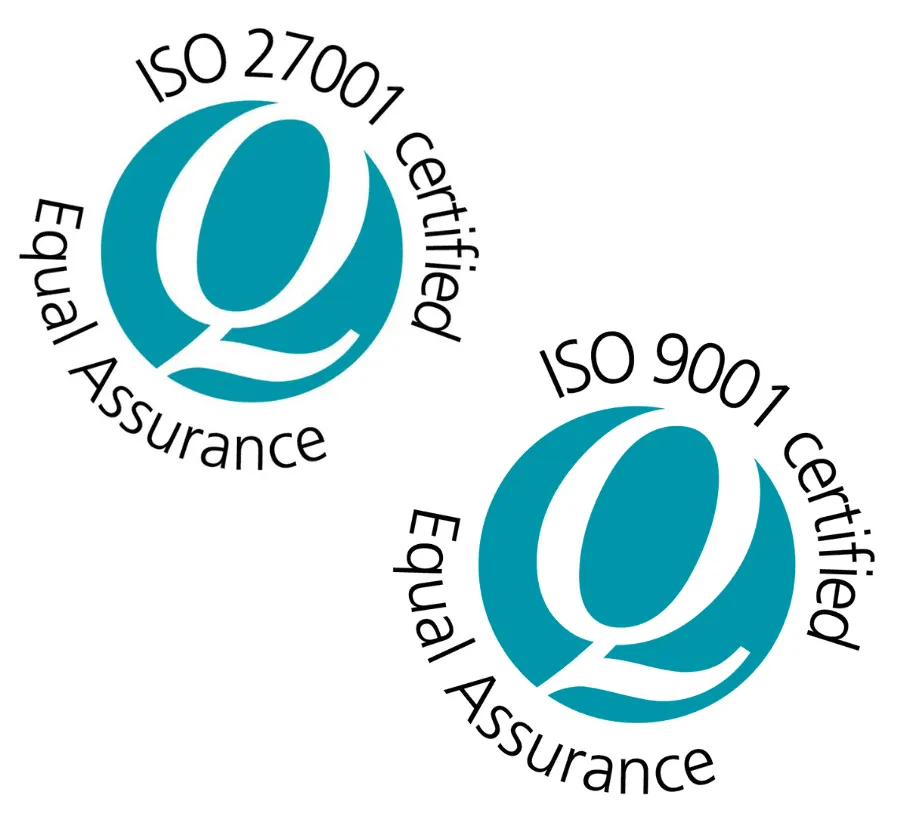 ISO 27001 and ISO 9001 certification marks published by Data-Driven