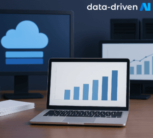 Graphs and cloud storage on screens